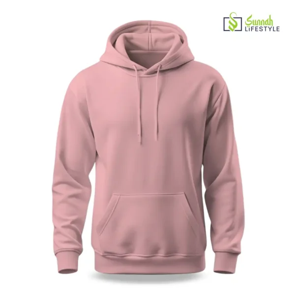 Men's Non Zipper Solid Hoodie - Baby Pink