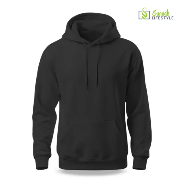 Men's Non Zipper Solid Hoodie - Black