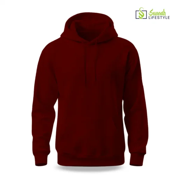 Men's Non Zipper Solid Hoodie - Maroon