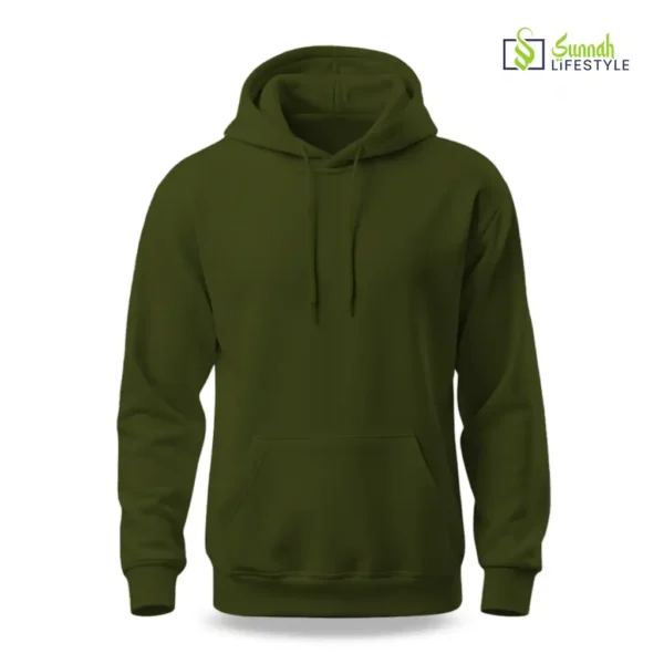 Men's Non Zipper Solid Hoodie - Bottle Green