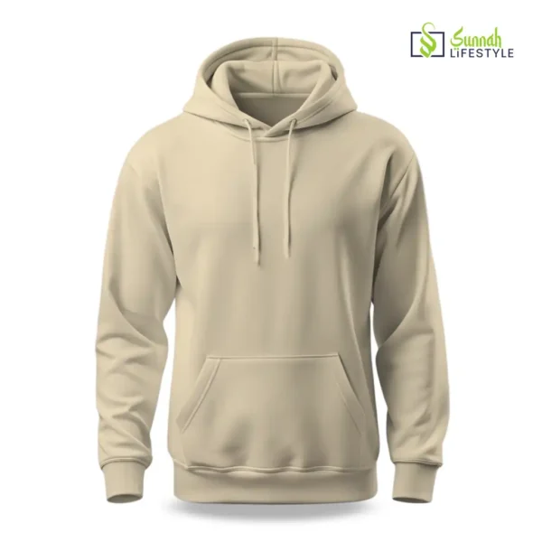 Men's Non Zipper Solid Hoodie - Beige