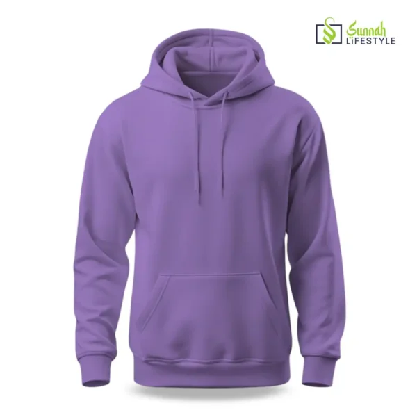 Men's Non Zipper Solid Hoodie - Lilac purple