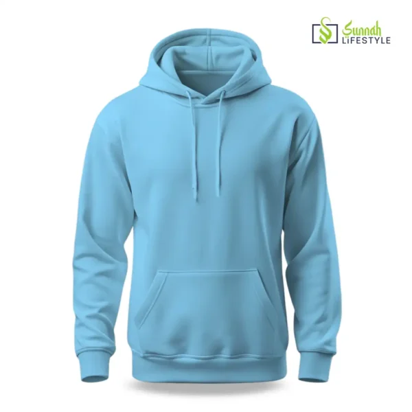 Men's Non Zipper Solid Hoodie - Sky Blue