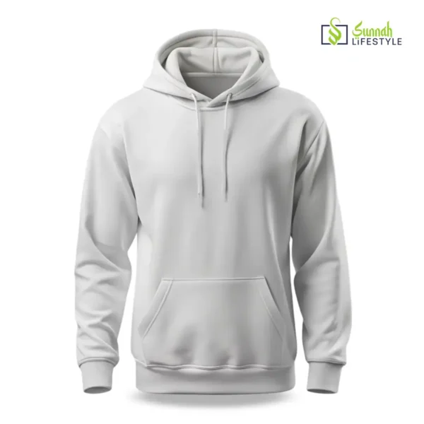 Men's Non Zipper Solid Hoodie - White